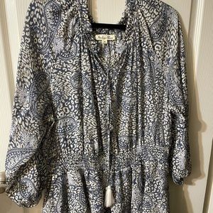 Paisley print/leopard blue dress